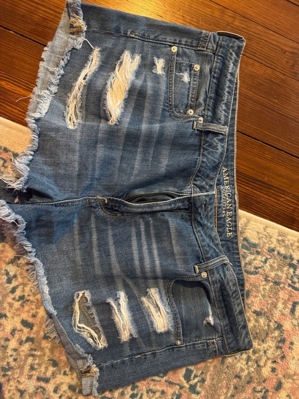 American Eagle Outfitters Distressed Blue Denim Jean Shorts